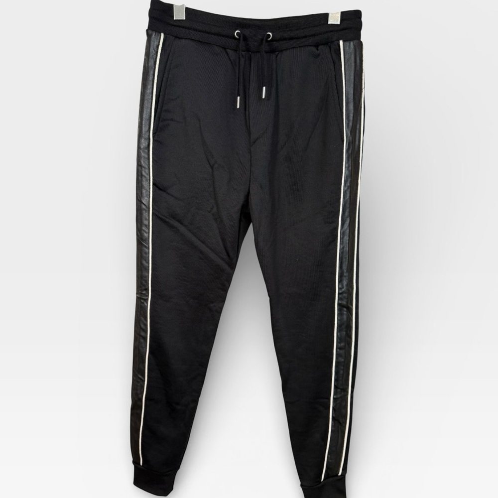 The Kooples Fleece And Leather Joggers